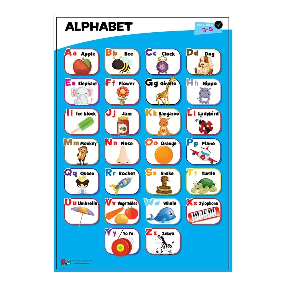 4pc Scribbles Stationery My Wall Chart Learning Shape/Alphabet/Count Kids 3-5y