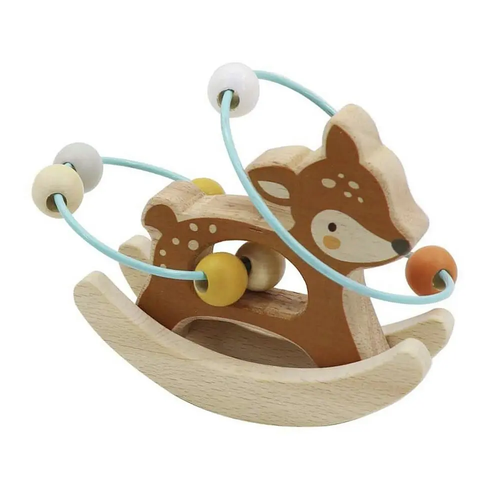 Kaper Kidz Woodland Deer Bead Maze On Rocking Base Children's Wooden Toy 18m+