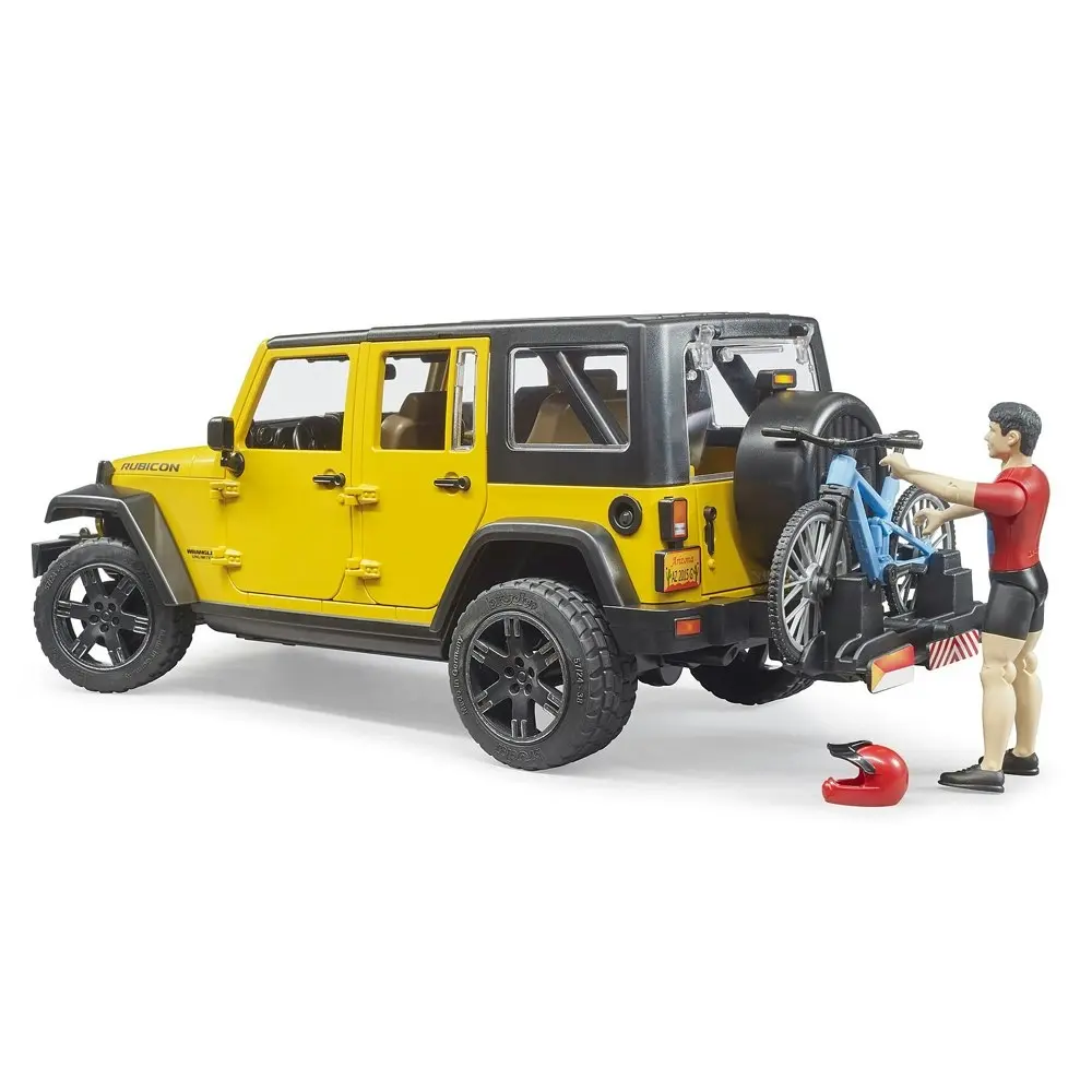 Bruder 1:16 Jeep Wrangler 32cm Rubicon w/ Mountain Bike/Cyclist Kids Toy 4y+