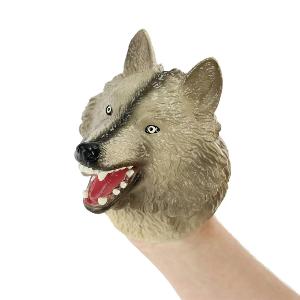 2x Fumfings 12cm Silicone Wolf Head Animal Hand Puppet Glove Kids Fun Play Toy