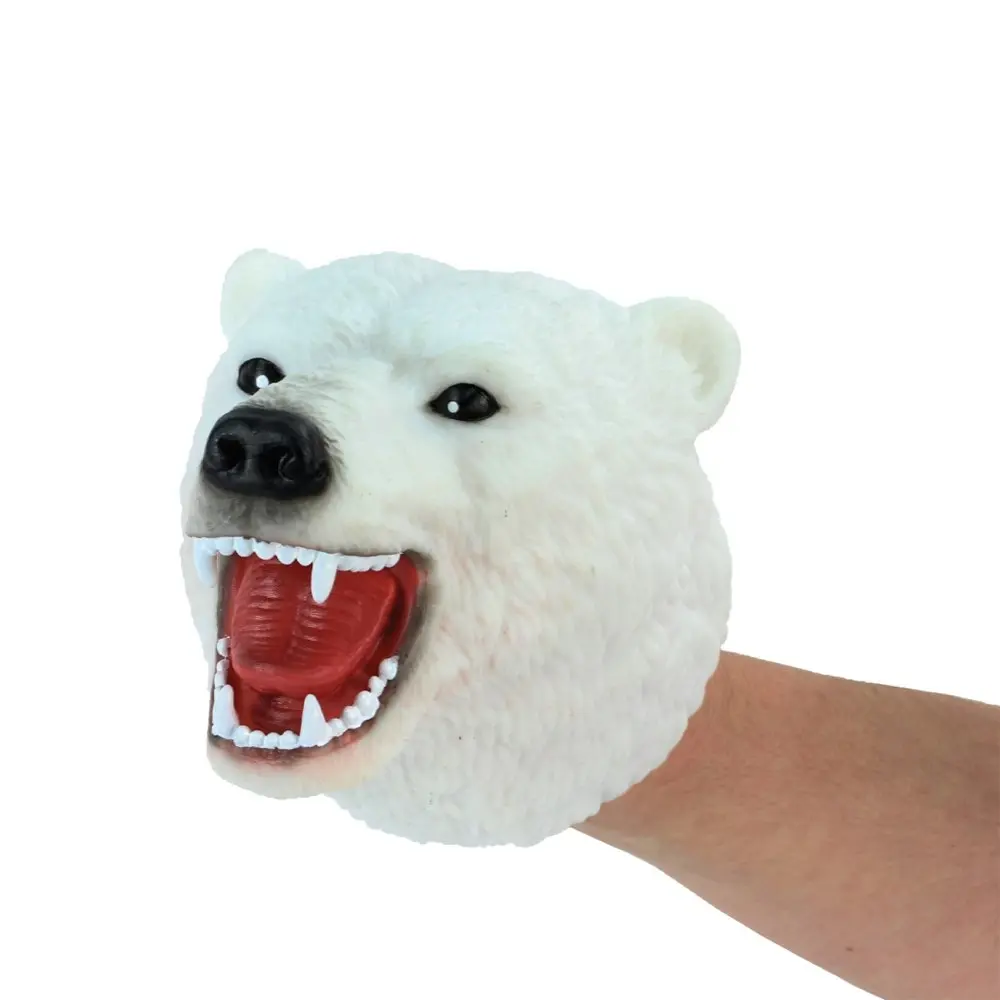 2x Fumfings 12cm Silicone Polar Bear Head Animal Hand Puppet Kids Glove Toy