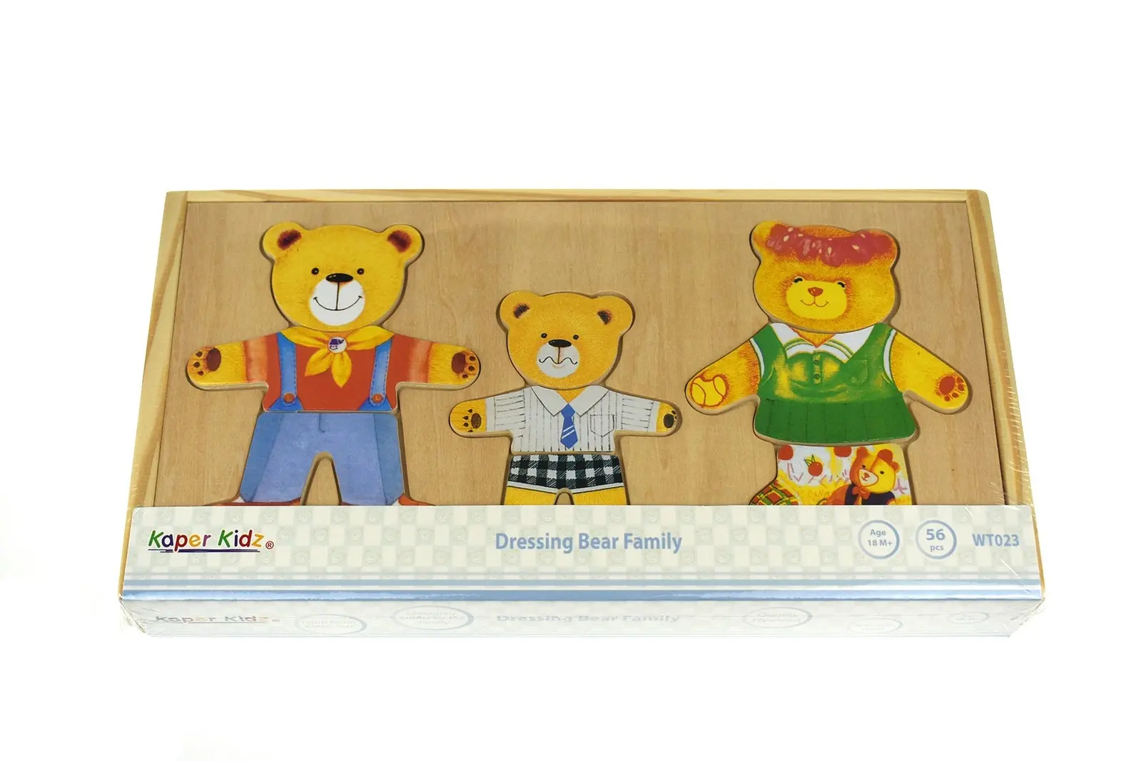 Kaper Kidz Dressing Bear Family Wooden Blocks Children's Pretend Play Toy 18m+