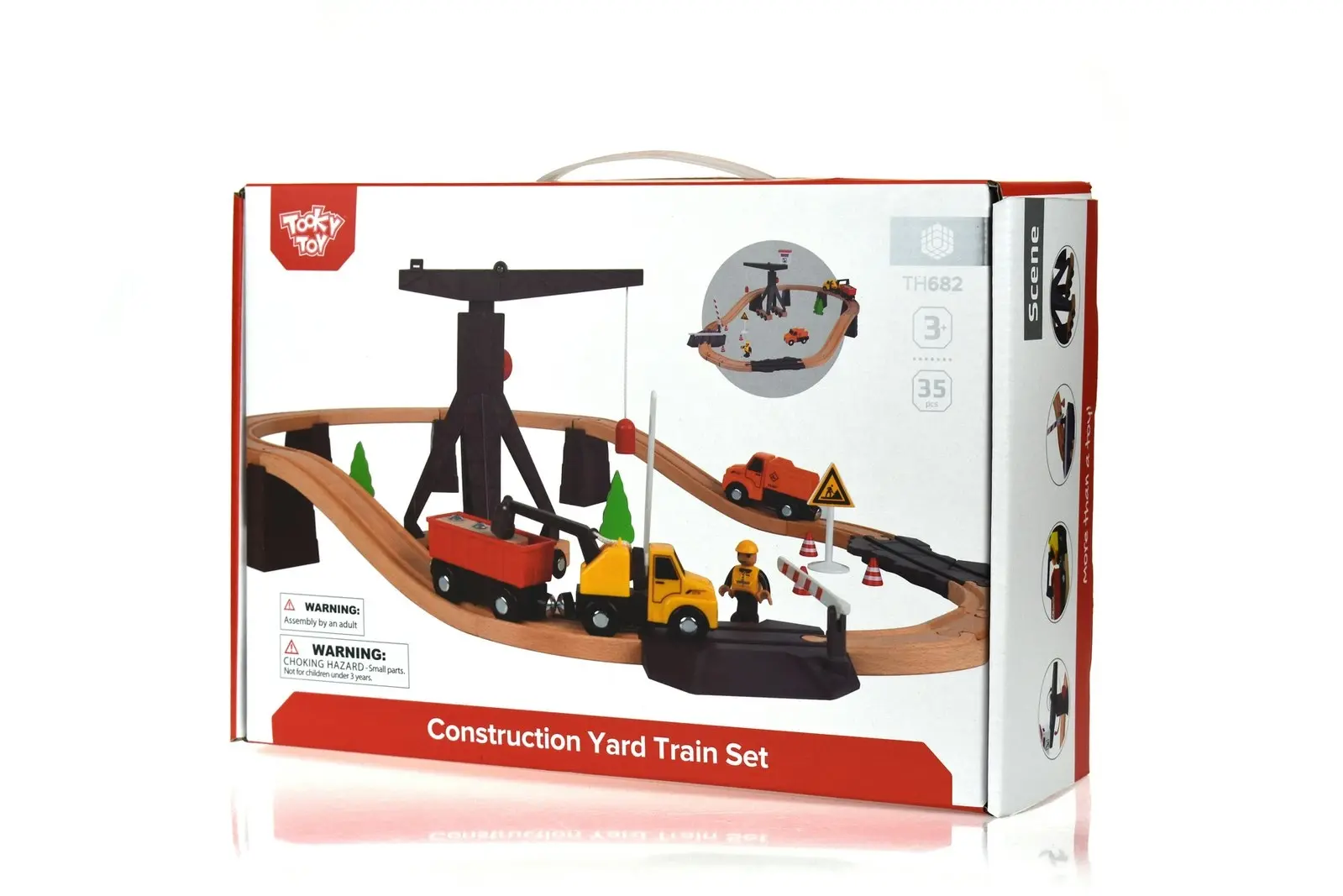 35pc Tooky Toy Construction Yard Vehicles/Train/1.7M Track Kids Fun Playset 3+