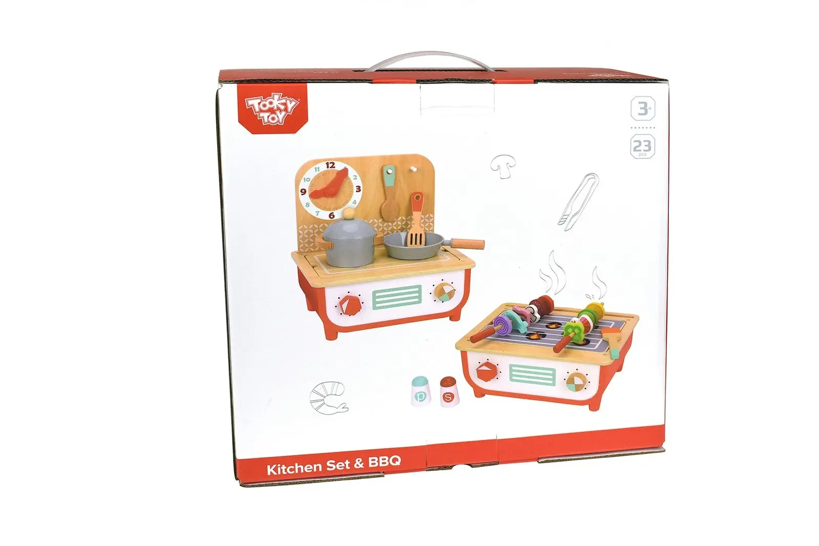 23pc Tooky Toy Imaginative Kids/Children's Creative Kitchen Set & Bbq Kids 3+