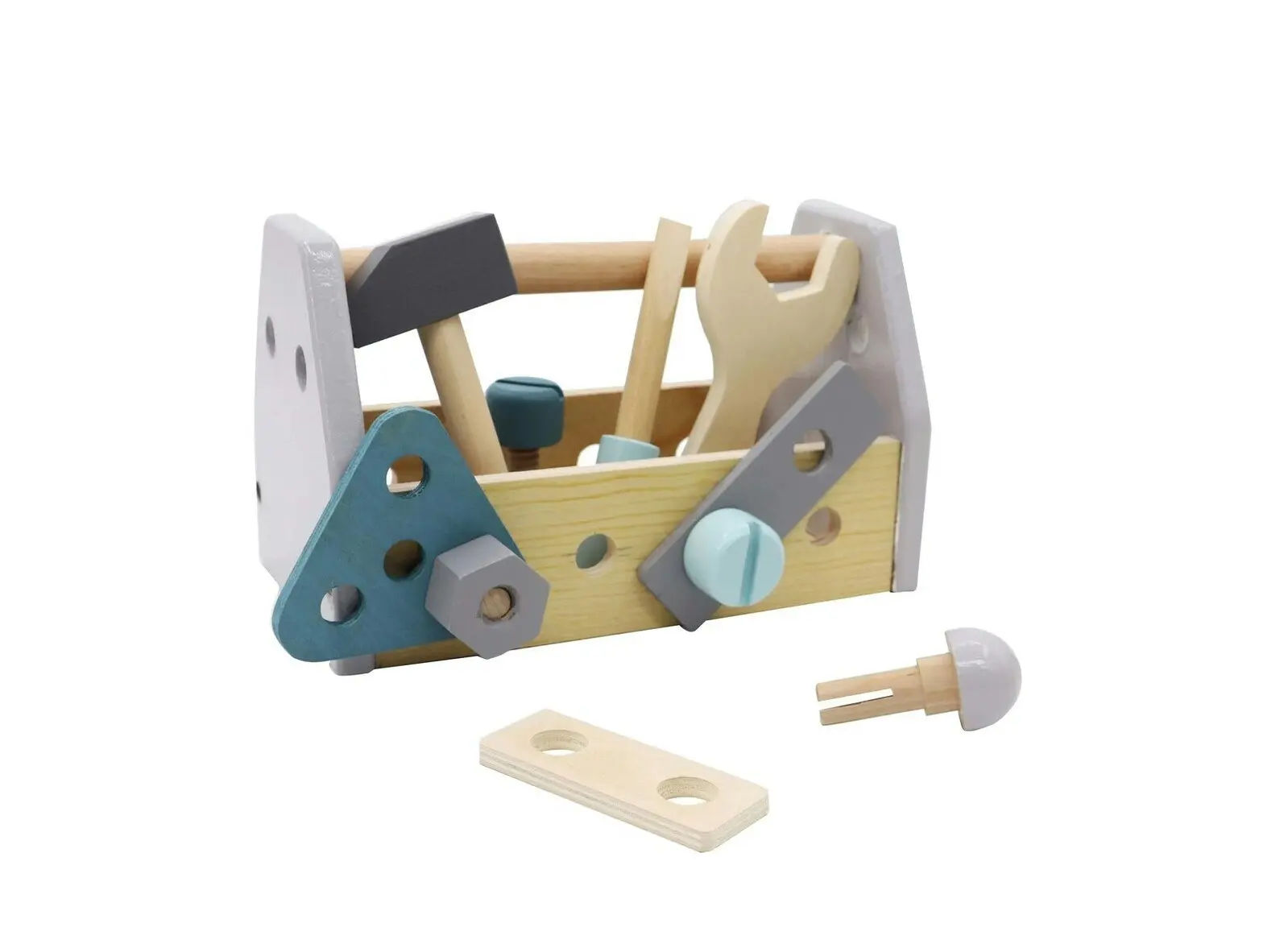 Kaper Kidz Toddler Calm & Breezy Wooden Hammer/Bolts Toolbox 20.5x13cm Toy 18m+