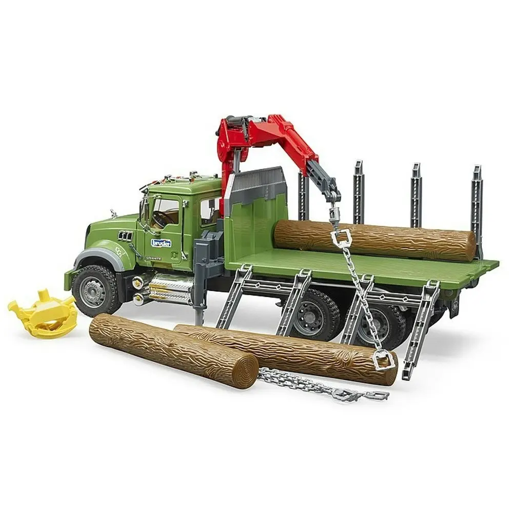 Bruder 1:16 MACK Granite Timber Truck w/ Loading Crane/Logs Kids Vehicle Toy 4y+