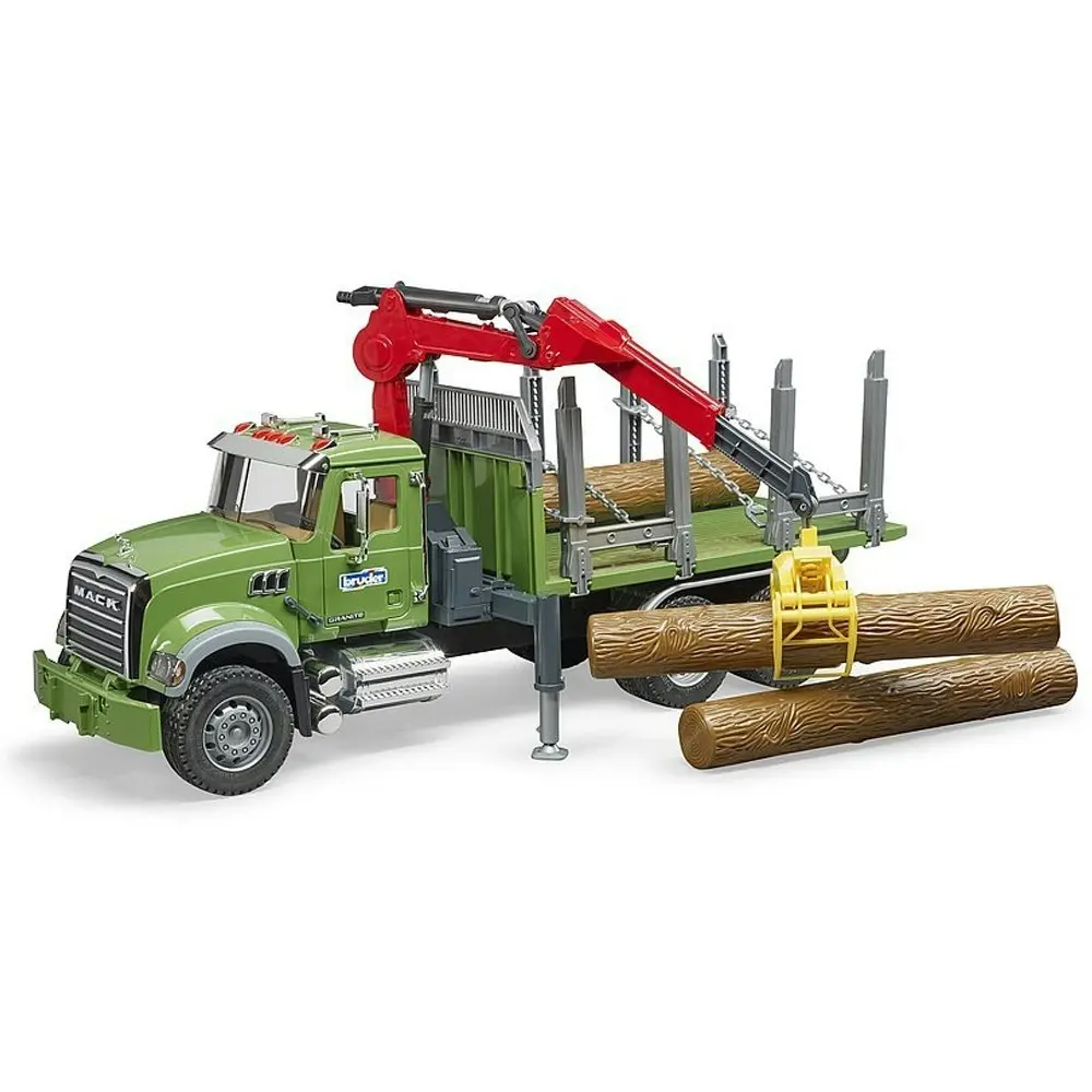 Bruder 1:16 MACK Granite Timber Truck w/ Loading Crane/Logs Kids Vehicle Toy 4y+