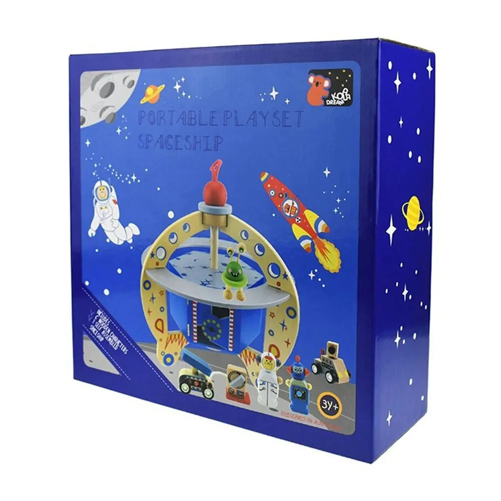 Koala Dream 29cm Wooden Ufo Spaceship Flying Saucer Playset Toy Toddler 3y+