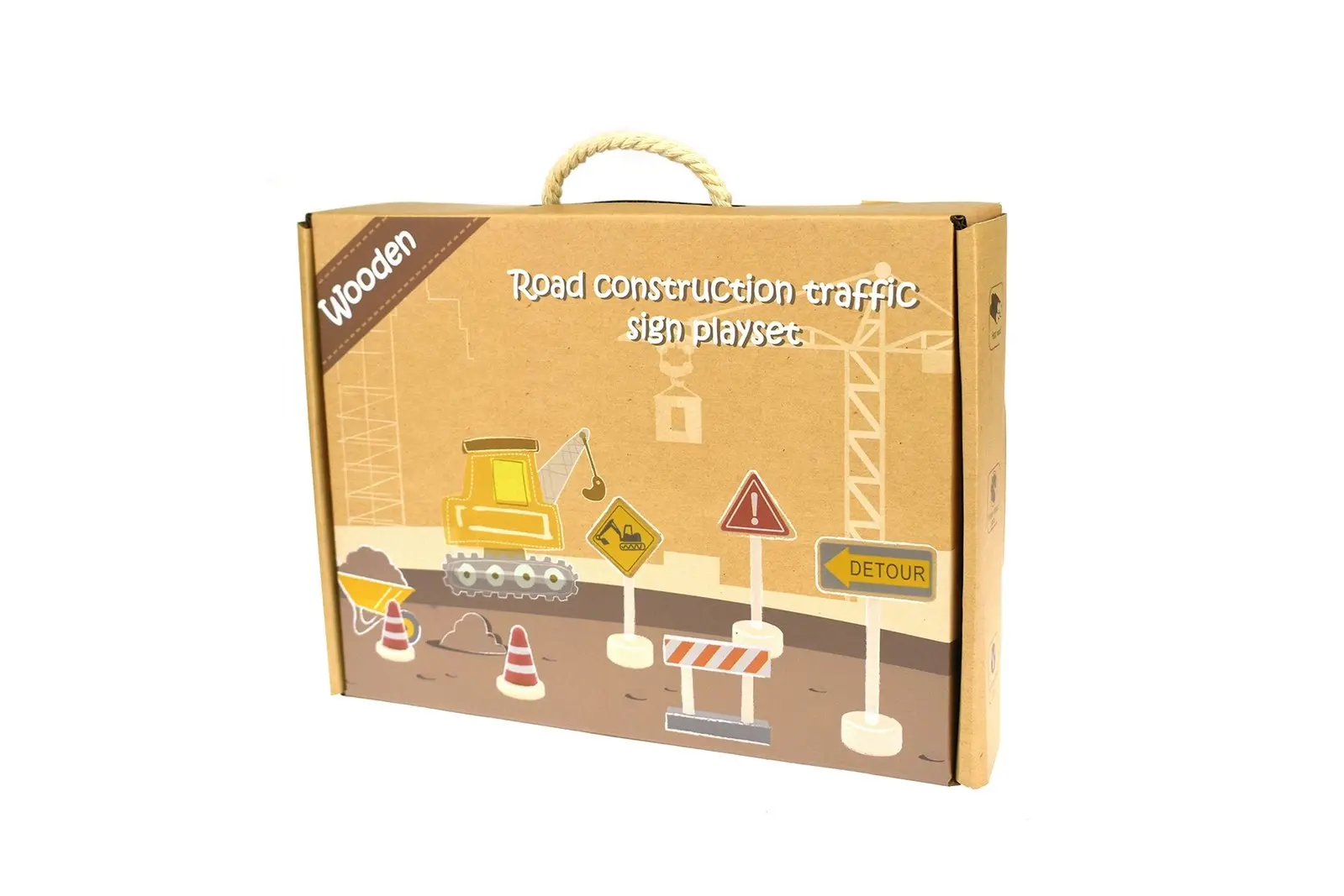 Kaper Kidz Wooden Construction Road Sign Kids Pretend Play Educational Toy 3+