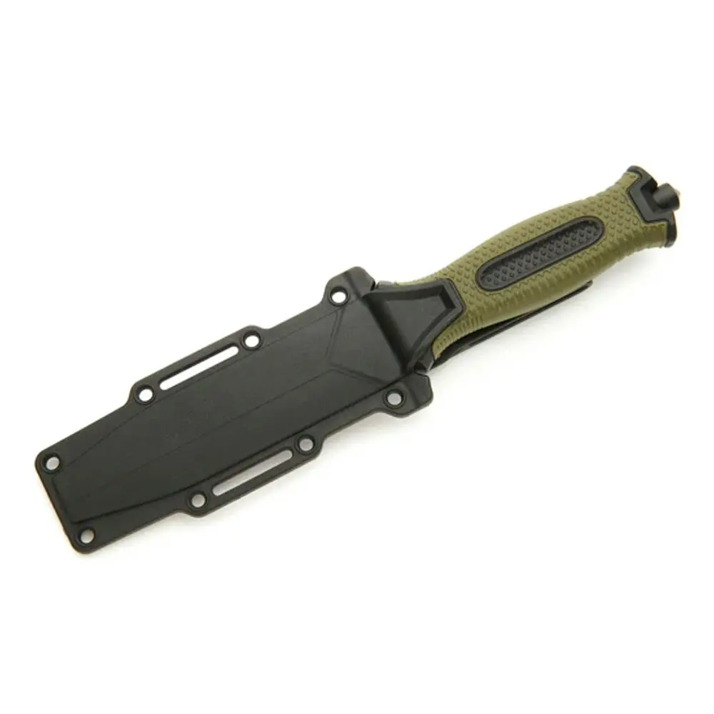 Whitby Knives Green/Black Survival/Camping SS Knife w/ Sheath - 4.5'' Blade