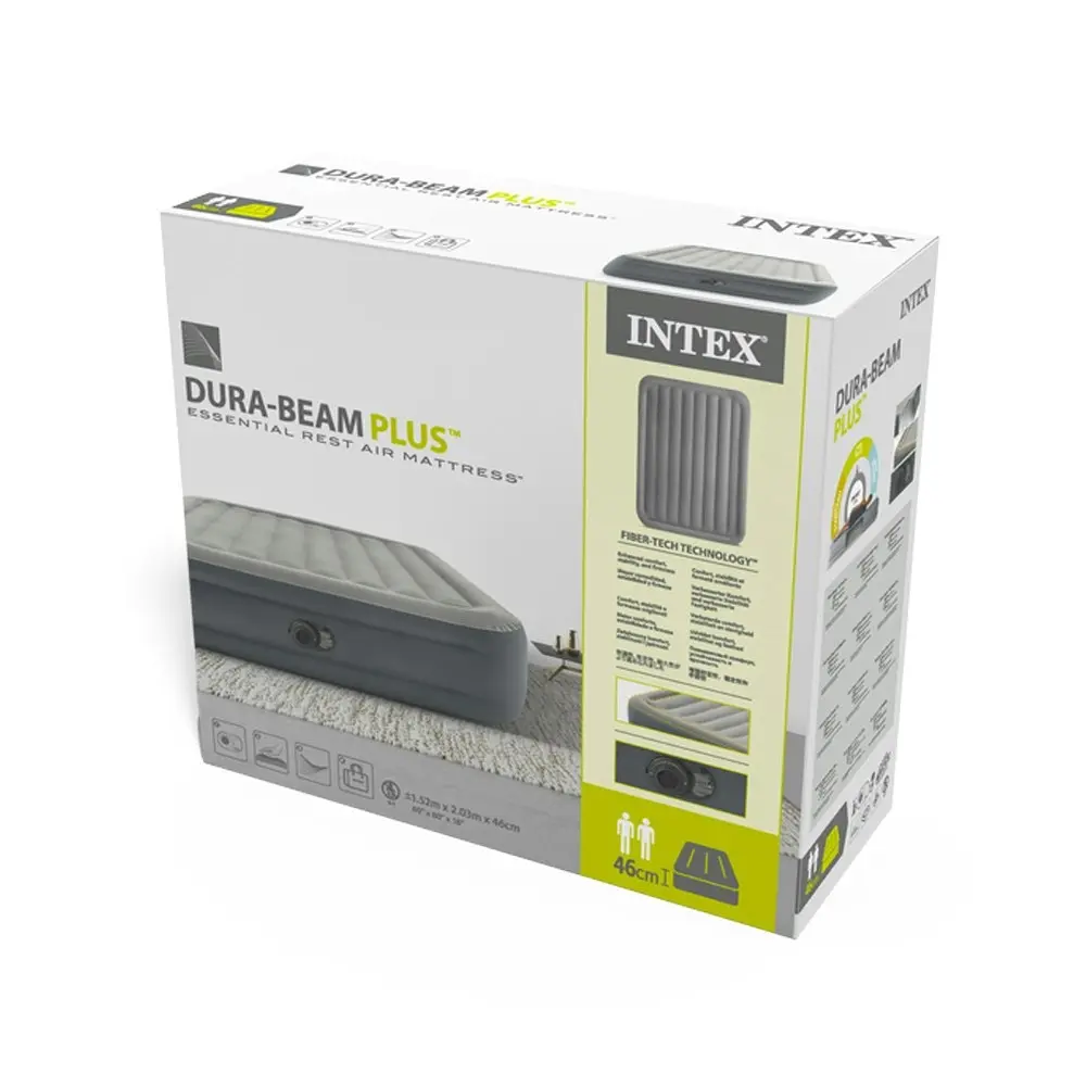 Intex Queen Size Essential Rest Internal Pump Inflatable Airbed 203x152x46cm