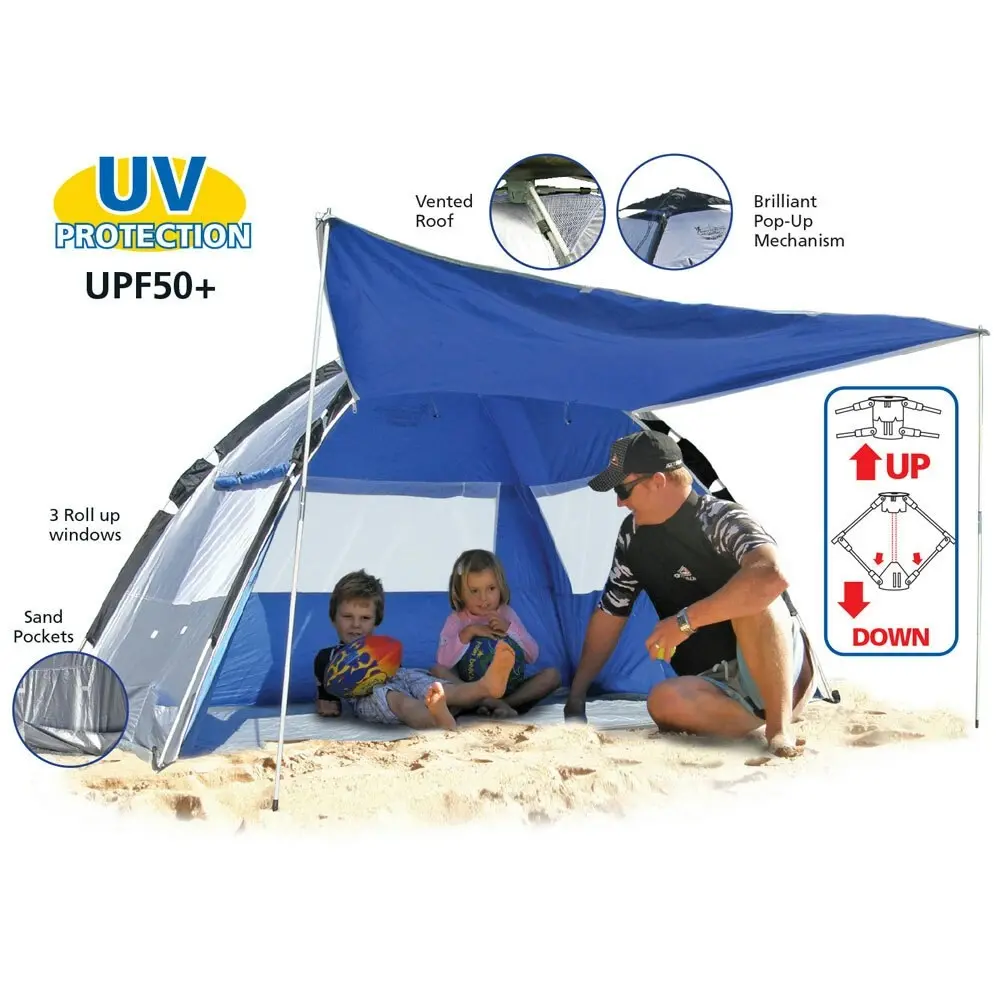 Land & Sea Sports 213x133cm Deluxe Dome Beach Pop-Up Zip Front Tent/Shade Canopy