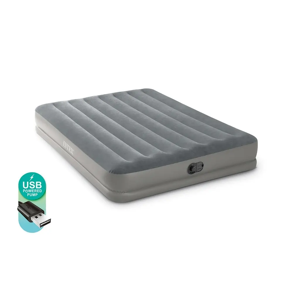 Intex Dura-Beam Prestige Inflatable Queen Airbed w/ Built-In USB Electric Pump