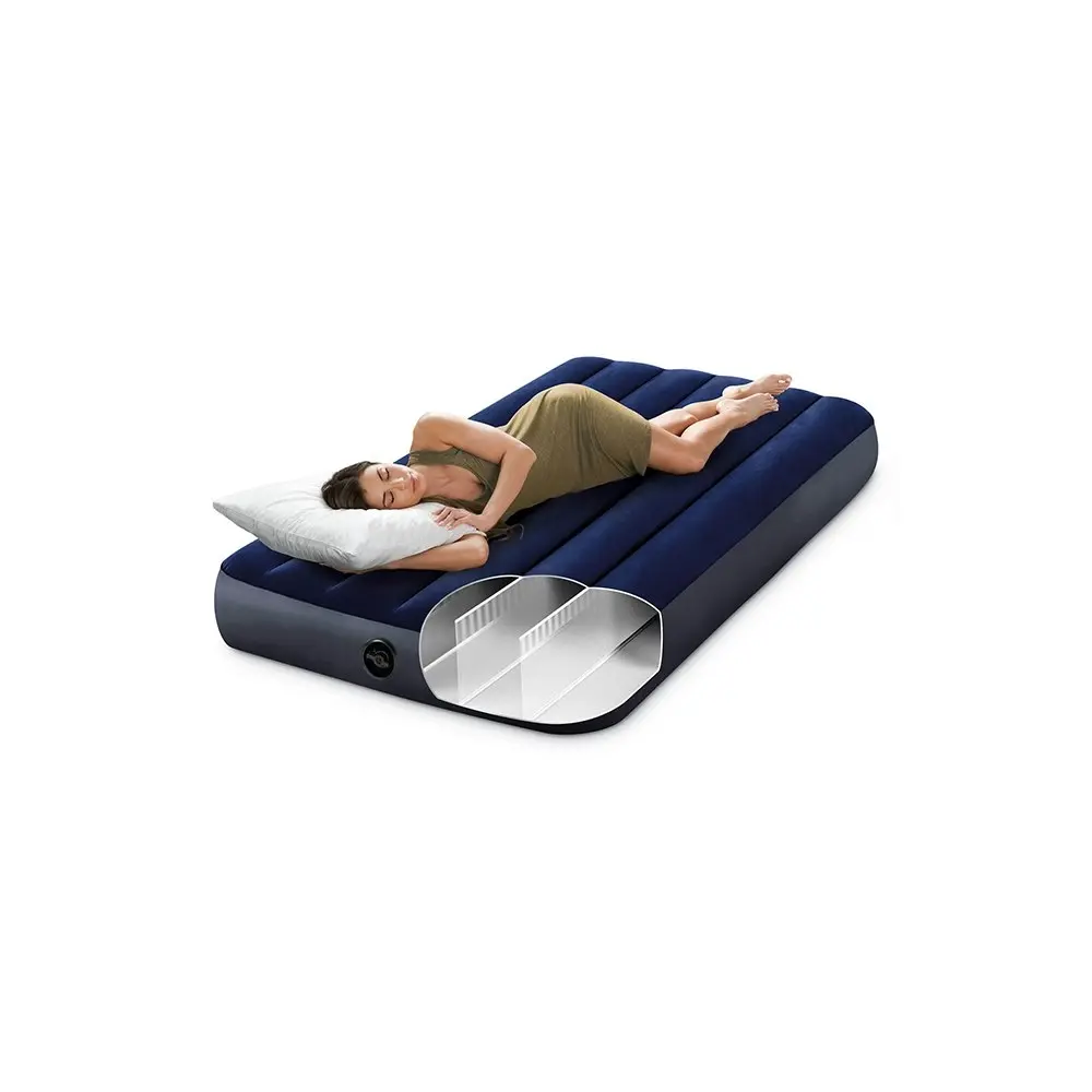 Intex Dura-Beam Series Classic Downy Twin Airbed Inflatable Mattress Blue/Grey