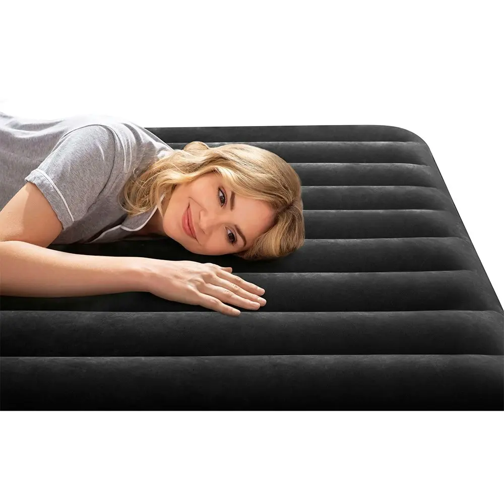 Intex Dura-Beam Classic Inflatable Queen Airbed Mattress w/ Pillow Rest Black