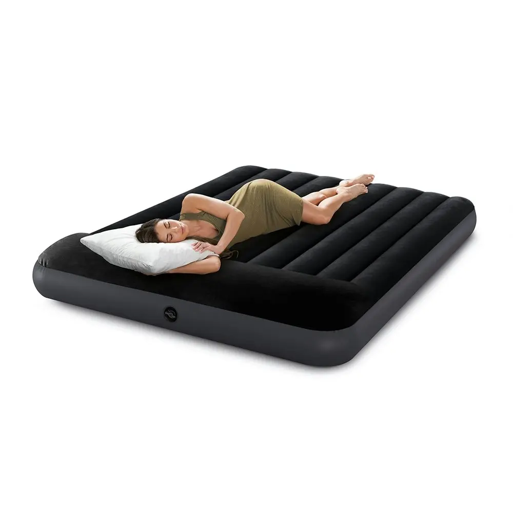 Intex Dura-Beam Classic Inflatable Queen Airbed Mattress w/ Pillow Rest Black