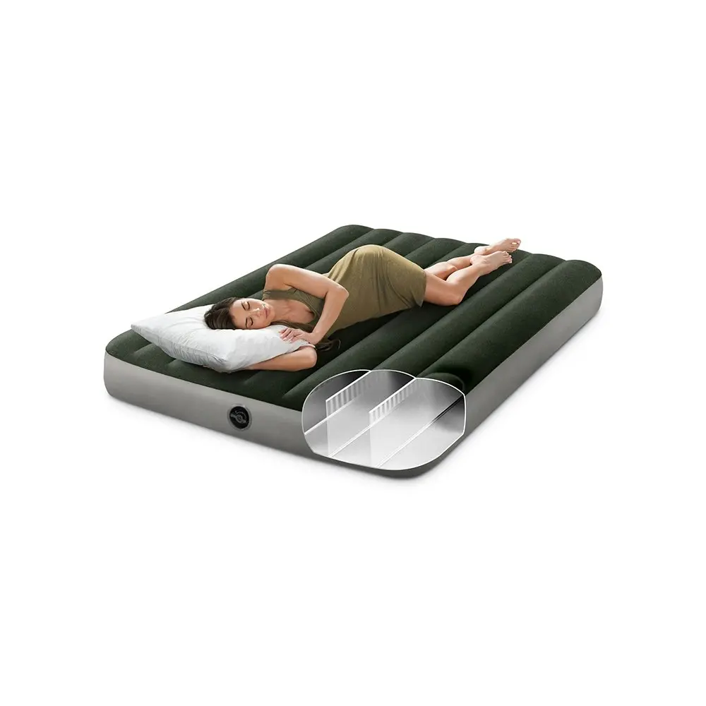 Intex Full Dura-Beam Comfort Downy Inflatable Camping Airbed With Foot Bip