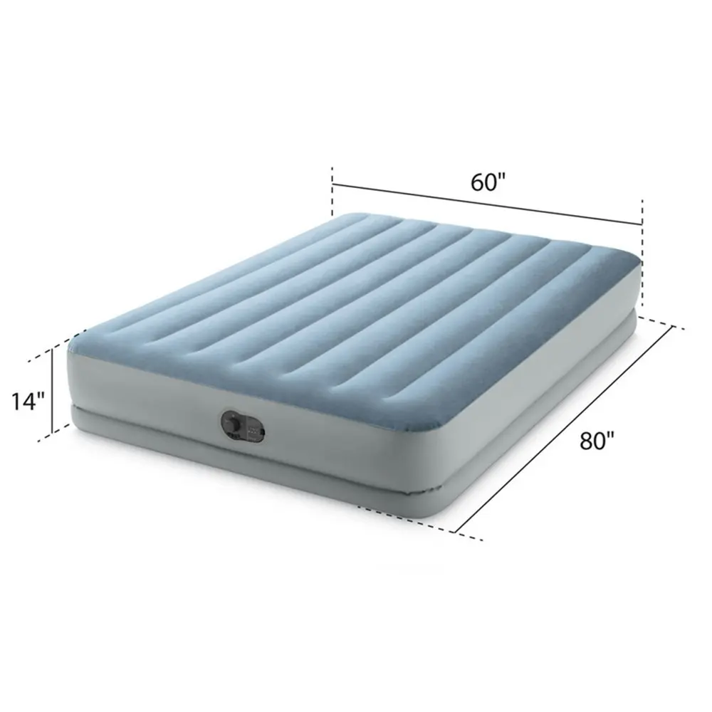 Intex Dura-Beam Comfort Airbed 1.52m x 2.03m Queen W/Fastfill Built-in USB Pump