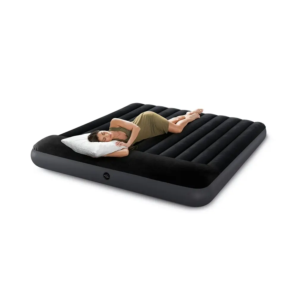 Intex Dura-Beam Classic Inflatable King Airbed Mattress w/ Pillow Rest Black