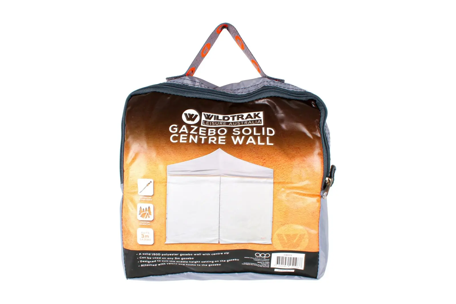 Wildtrak Solid Wall Centre Zip 3.0 Accessory For 3m Gazebo Outdoor Camping White