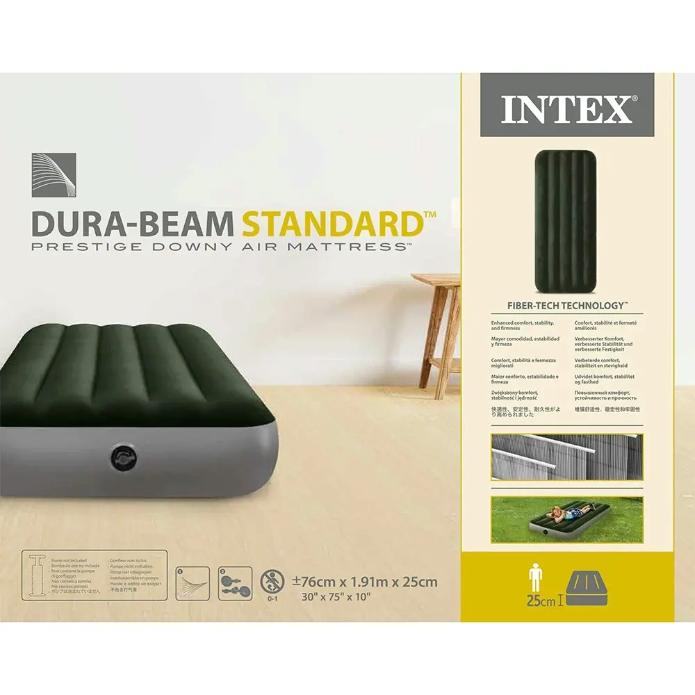 Intex Cot Dura-Beam Prestige Downy Airbed Inflatable Mattress Bed Junior Twin