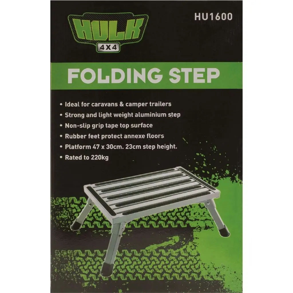 Hulk 4X4 HU1600 Caravan Portable Folding Small Aluminium Non-Slip Step 23cm