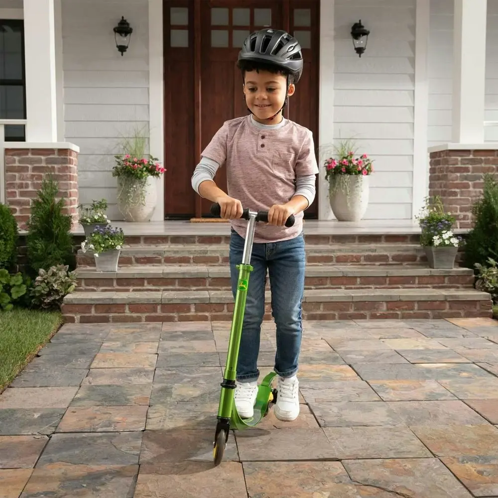 John Deere Adjustable Kick/Push Scooter Ride On w/ Light Up Wheels Kids 5y+