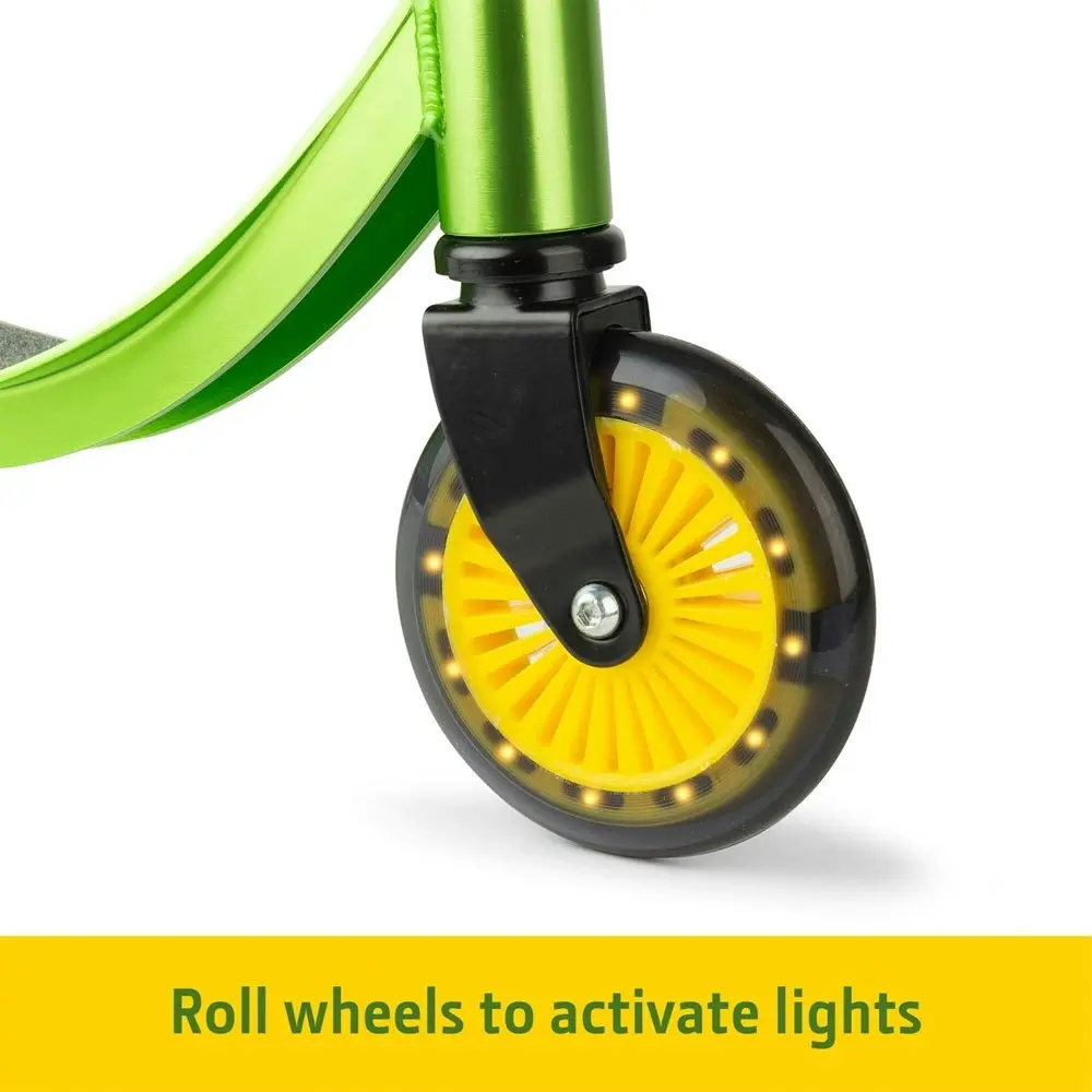 John Deere Adjustable Kick/Push Scooter Ride On w/ Light Up Wheels Kids 5y+