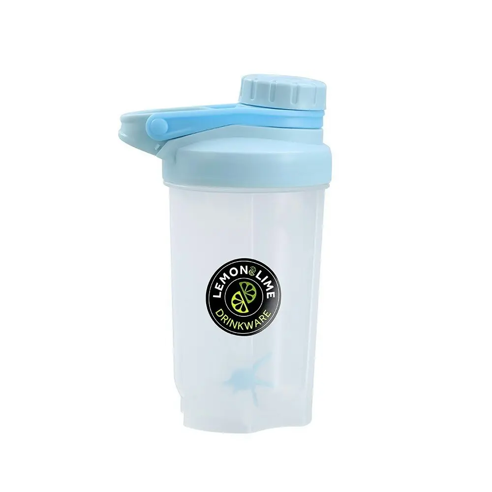 2x Lemon & Lime 550ml Shaker Bottle Protein Drink Container w/Screw Top Lid Asst