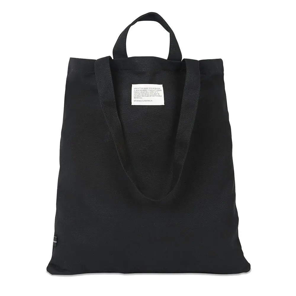 The Good Brand Cotton Tote Hand Carry Shoulder Bag w/Straps Black Boxed 50x45cm