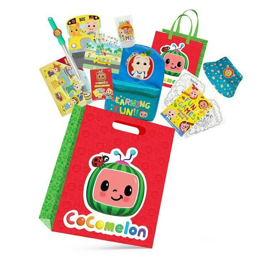 CoComelon 23 Kids Showbag Backpack/Bubble Stick Bucket Hat Memory Card Game