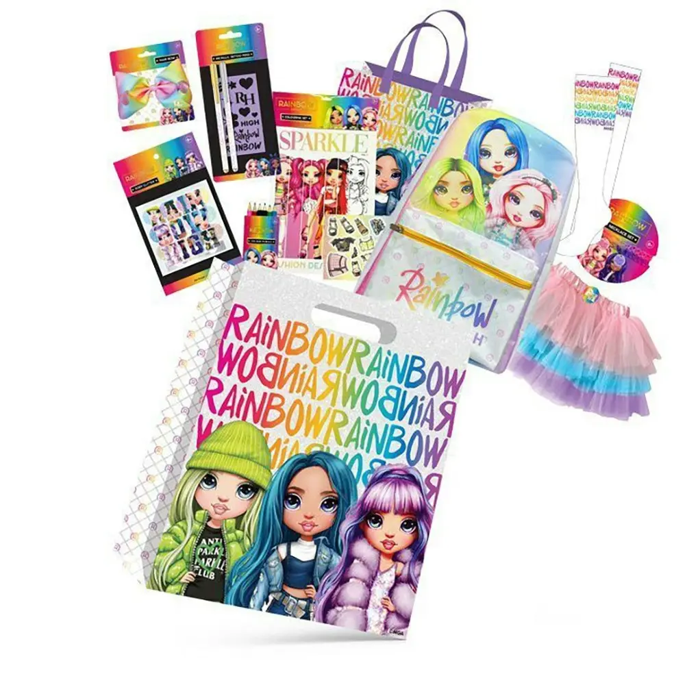 Rainbow High 23 Kids Showbag Activity Set/Backpack Body Glitter Knee High Socks