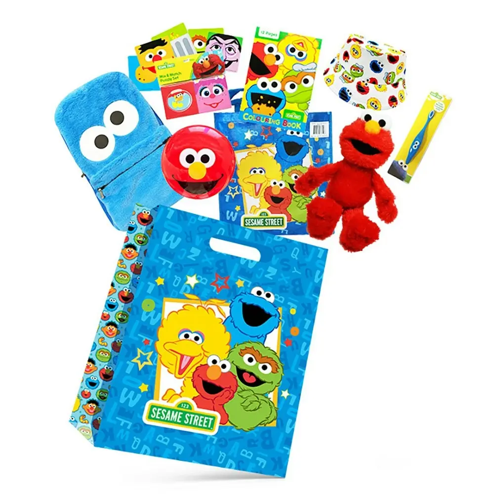 Sesame Street 23 Kids Showbag Backpack/Ball Bucket Hat/Colouring Book Toothbrush