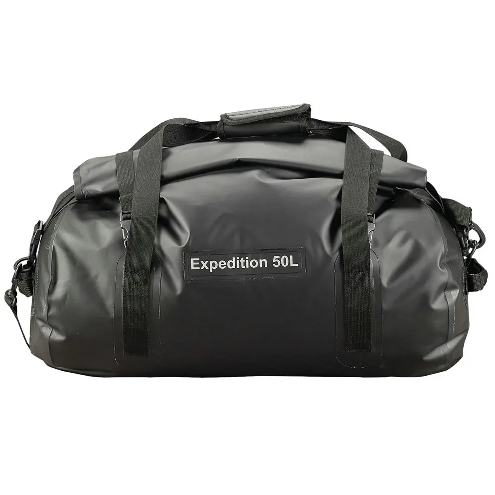 Caribee 58cm Expedition Waterproof Kit Overnight Tube Duffle Carry Bag Black 50L