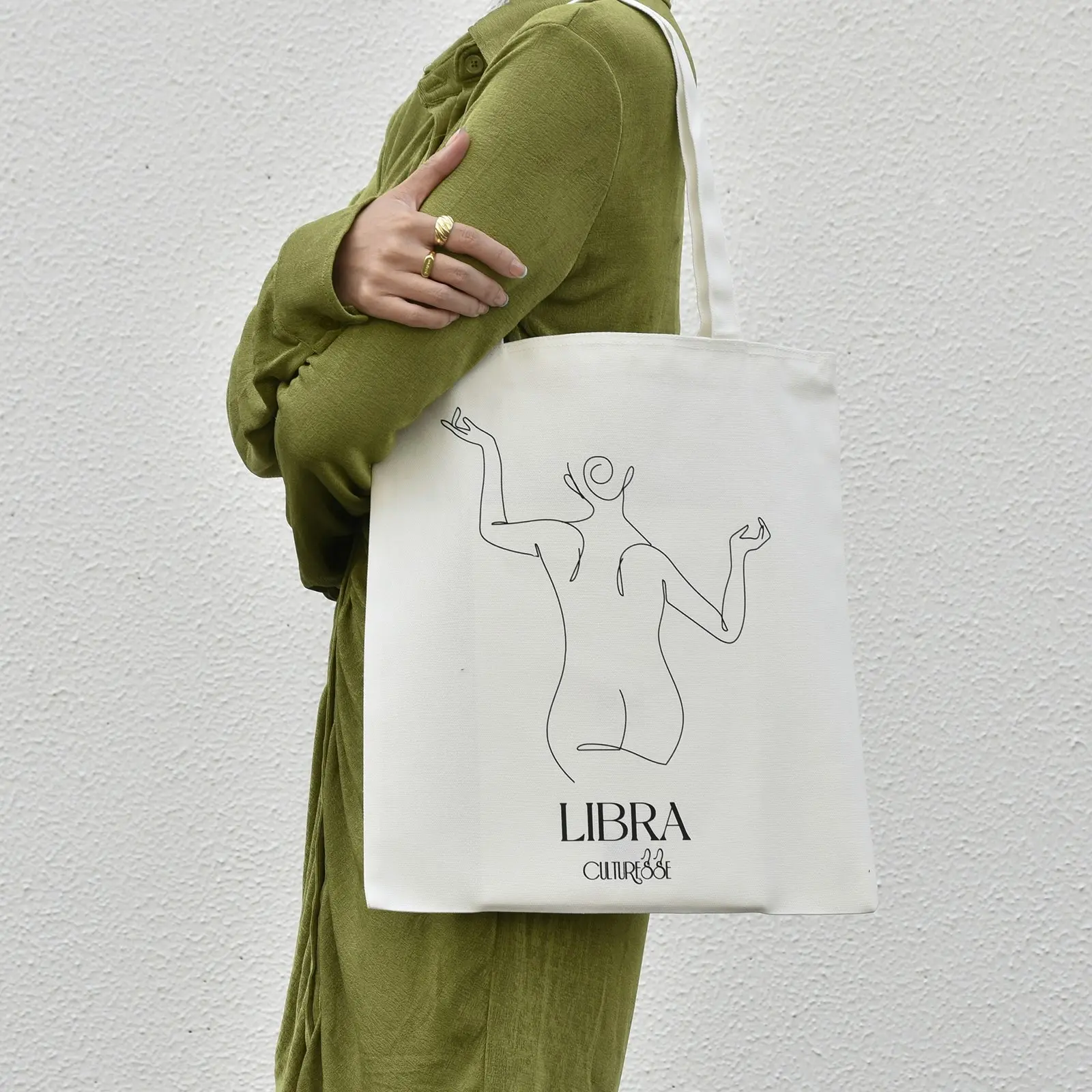 Culturesse She Is Libra Eco Zodiac 38cm Muse Tote Bag Women's Handbag White