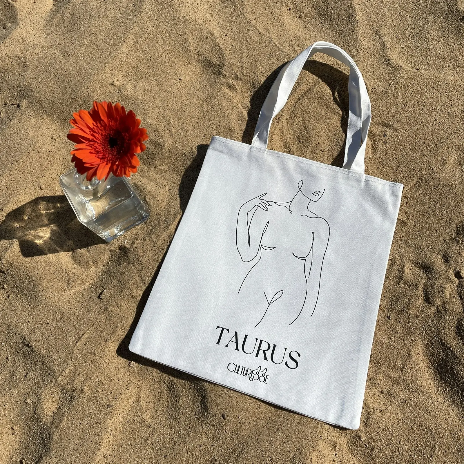 Culturesse She Is Taurus Eco Zodiac 38cm Muse Tote Bag Women's Handbag White