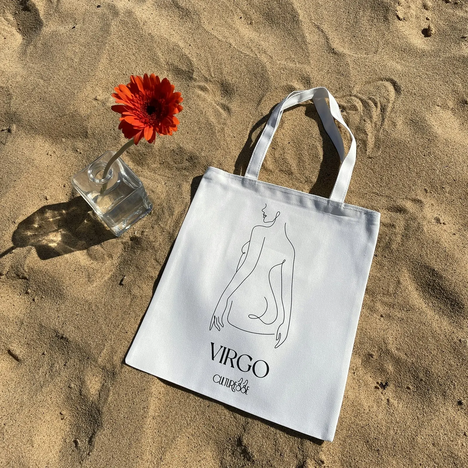 Culturesse She Is Virgo Eco Zodiac 38cm Muse Tote Bag Women's Handbag White