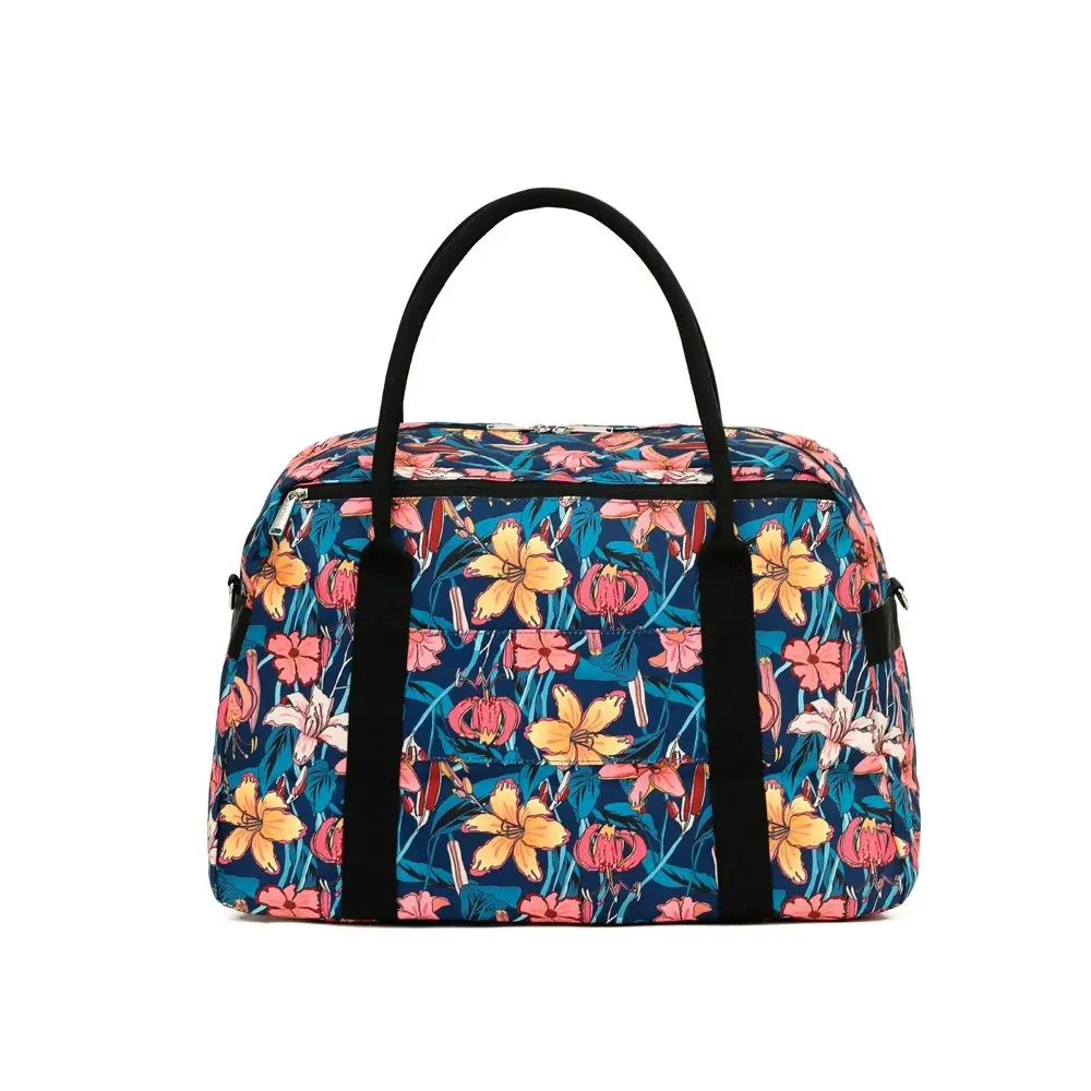 Tosca Cabin Overnight Shoulder Hang Carry Tote Bag 50x22x35cm - Blue Flower