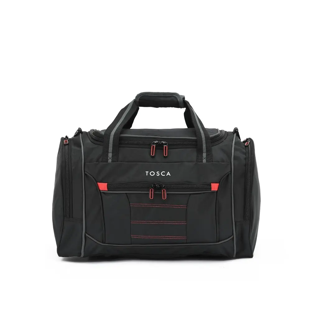 Tosca Small Duffle/Weekender Multi Purpose Tote Bag 30x48x30cm - Black/Red