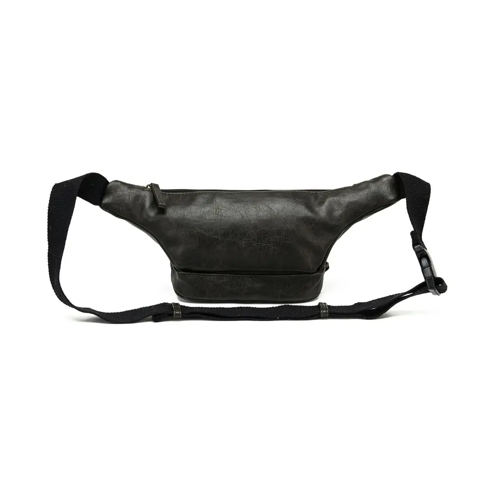 Tosca Vegan Leather Bum Waist Personal Travel Bag/Pouch 30x13x15cm - Ash Black