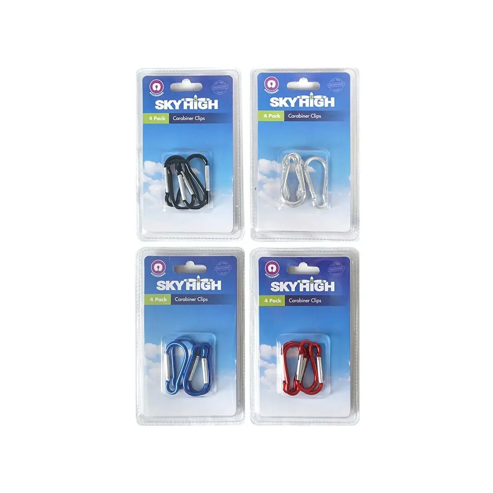 24pc Sky High Travel Carabiner Keychain Key Holder Clip Assorted Colours