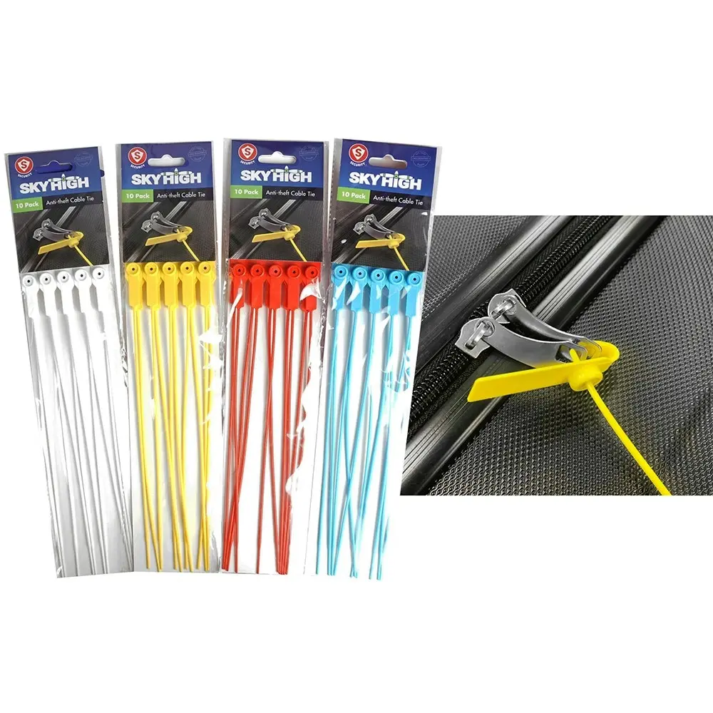 60pc Sky High Travel Portable Anti Theft Luggage Cable Tie Assorted Colours