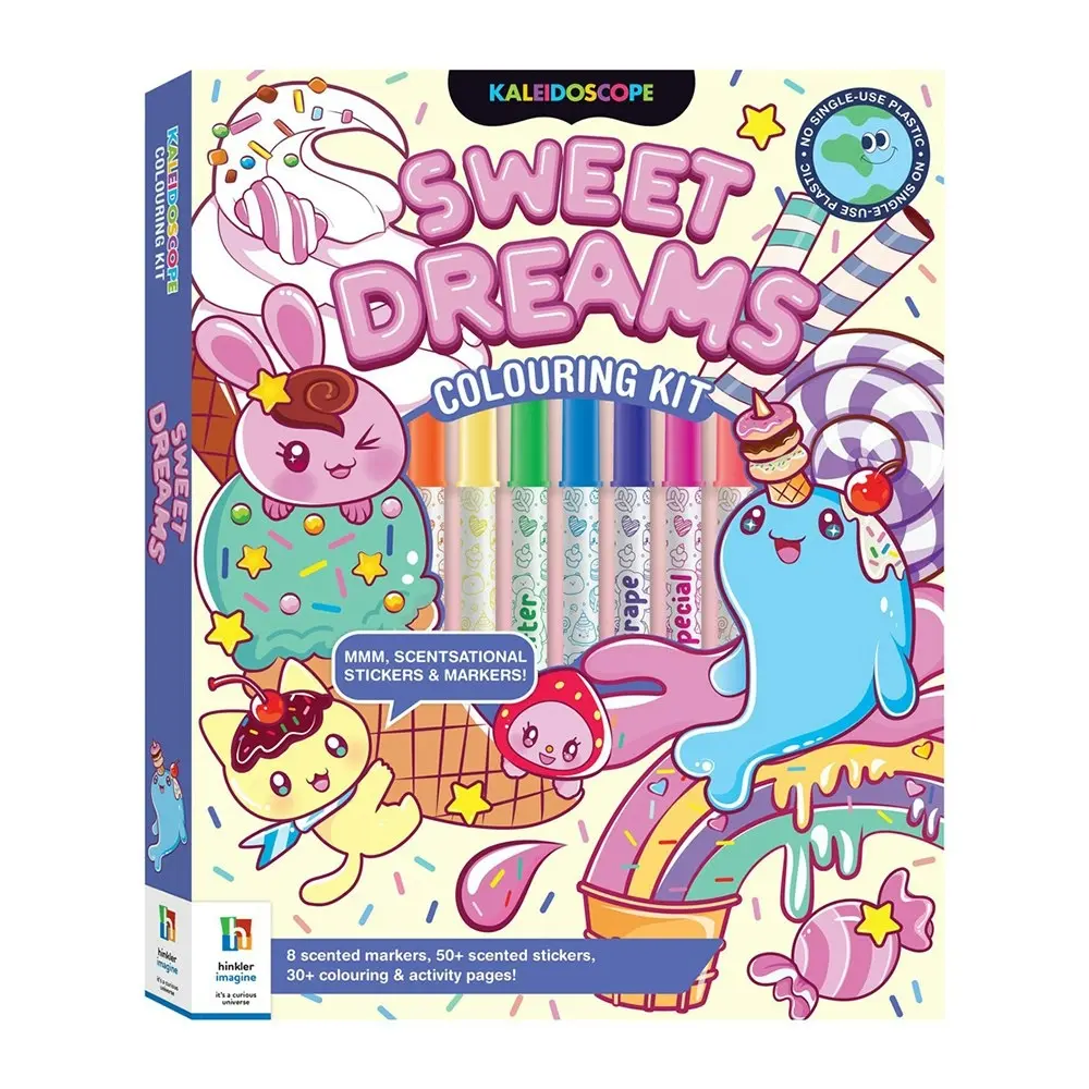 2x Kaleidoscope Kids Colour Kit Sugar Rush w/30+ Pages/Scented Markers/Stickers