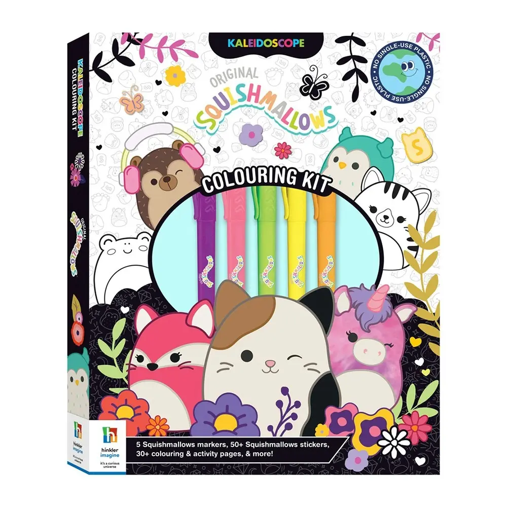 2x Kaleidoscope Kids Fun Colour Kit Squishmallows w/30+ Pages/Markers/Stickers