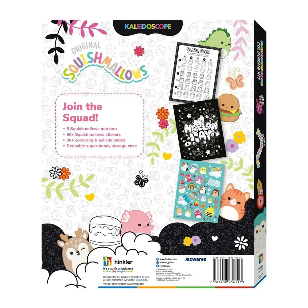 2x Kaleidoscope Kids Fun Colour Kit Squishmallows w/30+ Pages/Markers/Stickers