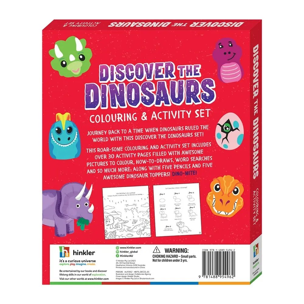 3x Kaleidoscope Discover the Dinosaurs Children Colouring Activity Set w/Pencils