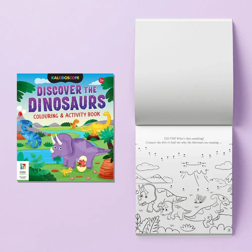 3x Kaleidoscope Discover the Dinosaurs Children Colouring Activity Set w/Pencils