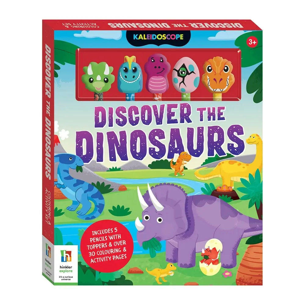 3x Kaleidoscope Discover the Dinosaurs Children Colouring Activity Set w/Pencils