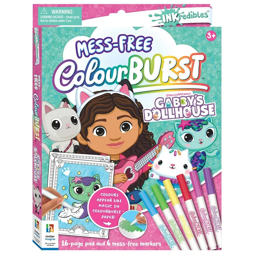 2x Inkredibles Colour Burst Gabby's Dollhouse Colouring Activity Kit Art Pad 8y+