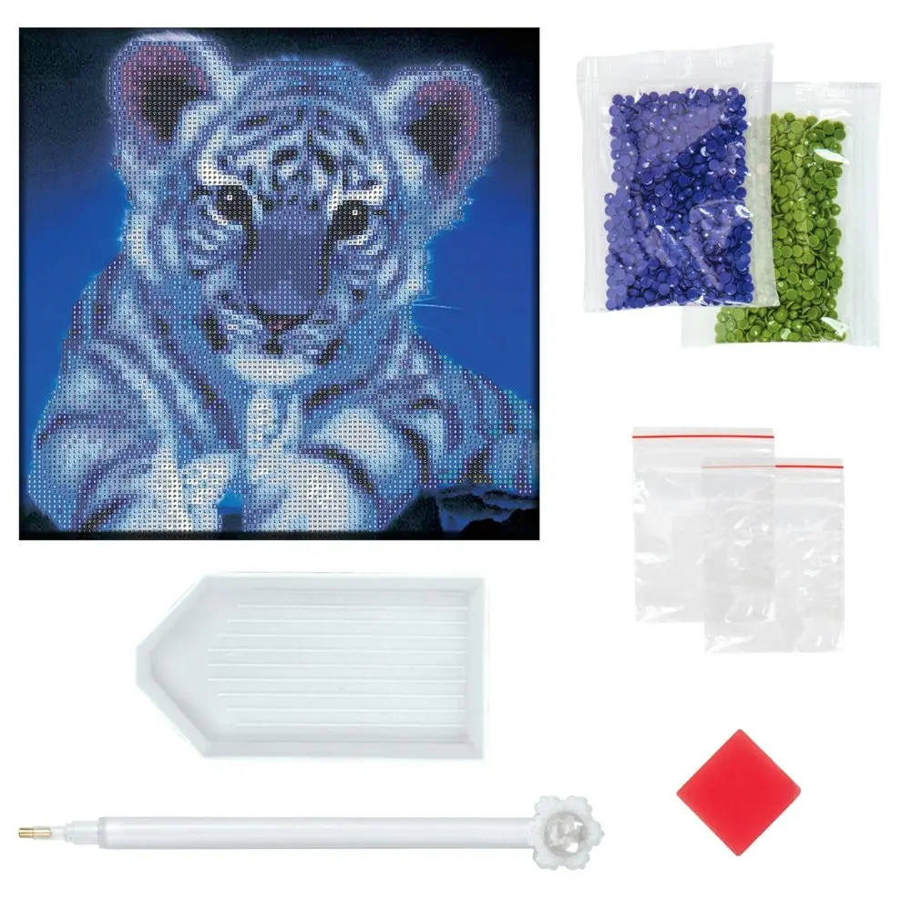 Junior Explorers Crystal Creations Canvas White Tiger Cub Art/Craft Painting